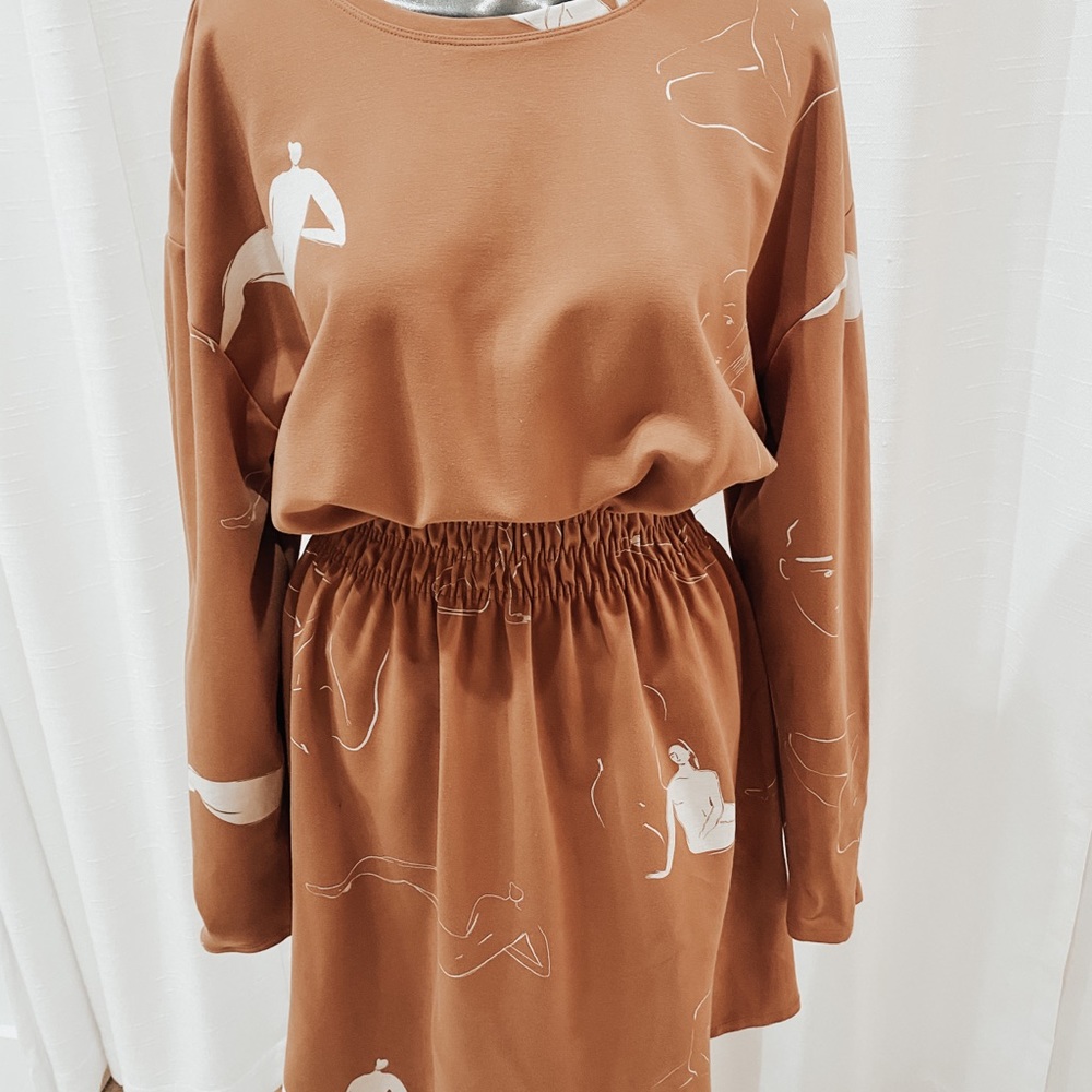 Zara Nude Long Sleeved Dress